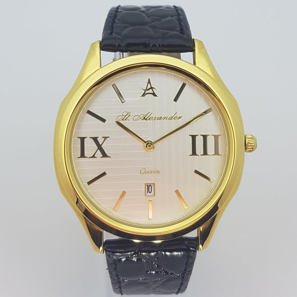 St Alexander GS503 Gents Gold Bezel Quartz Analogue Dress Watch