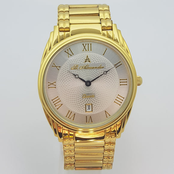 St Alexander GS512 Gents Gold Bezel Quartz Analogue Dress Watch