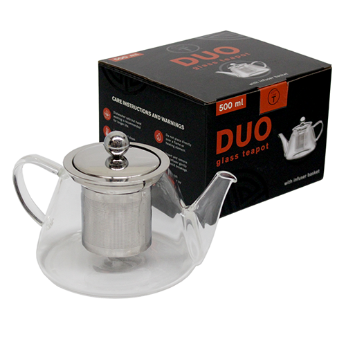 Duo 500ml Glass Teapot with Infuser Basket